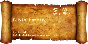 Bubla Martin névjegykártya